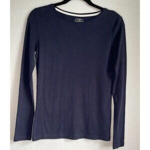 Talbots Women Top Shirt XS Blue Long Sleeve Crew Neck Casual Knit Classic